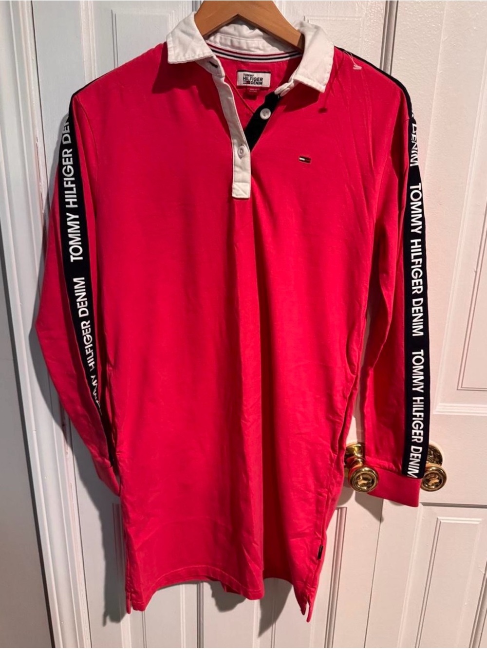 Tommy Hilfiger Denim Logo Tape Long Sleeve Rugby Polo Dress XS